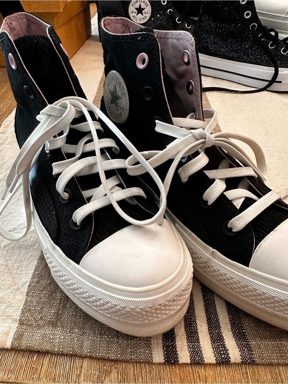 Converse Black and White Platform High-Top Sneakers